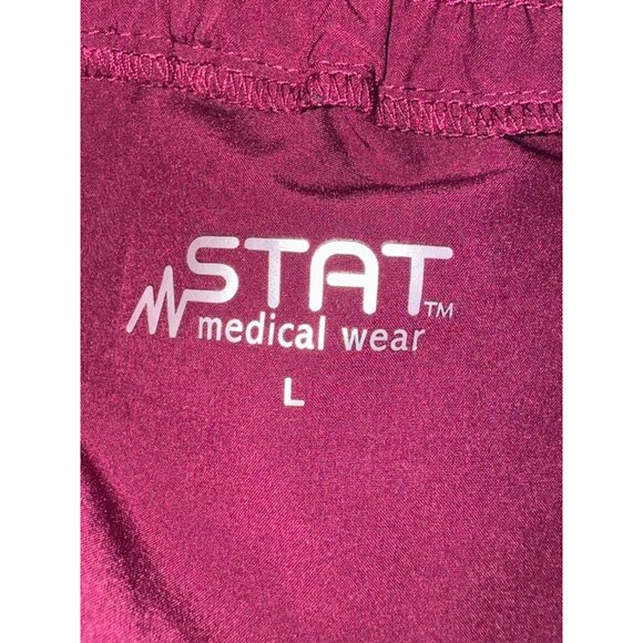 Stat Medical Wear Burgundy Scrub Pants L 96% Polyester/4% Spandex - Picture 2 of 7